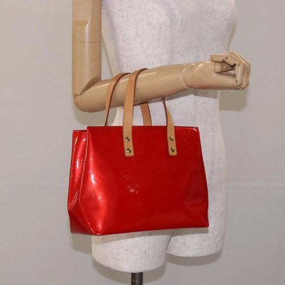 LOUIS VUITTON Monogram Vernis Reade PM Hand Bag Red Rouge M91088 LV Auth 132250 - Picture 1 of 16